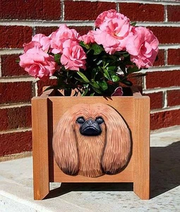 Pekingese Planter Flower Pot Red - Picture 1 of 1