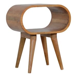 Circular Open Bedside Table Large Oak 100% Solid Wood Scandinavian Modern