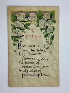 Postcard Birthday greetings Flowers Poem Bellingham WA 1920 H96 - Picture 1 of 2