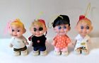 Vintage Elf Pixie Christmas Ornaments Set Of 4 Made In Taiwan Some Wear As Pic.