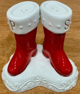 Department 56- "SANTA BOOTS" w/Stand Salt & Pepper Set (Set of 3) #798541 *NIB* - Picture 1 of 5
