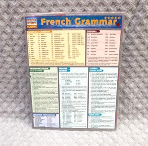 Quick Study French Grammar Laminated Study Guide Test Prep School Language - Picture 1 of 3