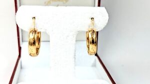 18 KT Gold Delicate Floral Engraved Hoop Earrings  225017R