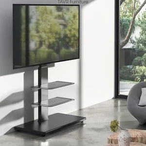 Modern Swivel Floor TV Stand with Mount Height Adjustable for 32-75 inch TV - Picture 1 of 8