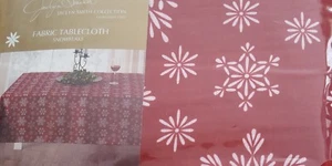 Jaclyn Smith 60" x 120" Red with White Snowflakes Tablecloth - NIP! - Picture 1 of 5