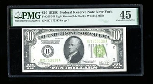 DBR 1928-C $10 LGS FRN New York Fr. 2003-Blgs PMG 45 Serial B71753838A - Picture 1 of 2
