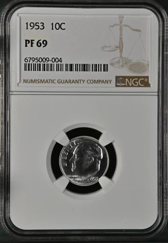 1953 Proof Roosevelt Dime NGC PF69 Cover