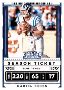 2020 Panini Contenders Draft Picks #23 Daniel Jones Season Tickets Blue Devils - Picture 1 of 2