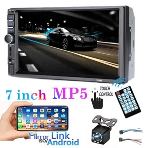 Double 2 Din Car Stereo Radio 7" Touch Screen Bluetooth Audio + Backup Camera - Picture 1 of 20