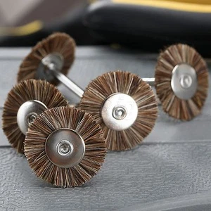 5pcs Brown Nylon Flat Wire Burshes Polishing 3mm Shank Wheels for Power Rotary - Picture 1 of 9