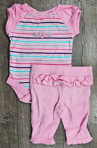 Baby Girl Clothes Nwot Garanimals Newborn 2pc Pink Striped Outfit - Picture 1 of 2