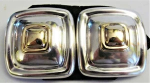 VTG Bayanihan Sterling, 14k Gold Large 1 1/4" Square Modernist Earrings 19 grams - Picture 1 of 5