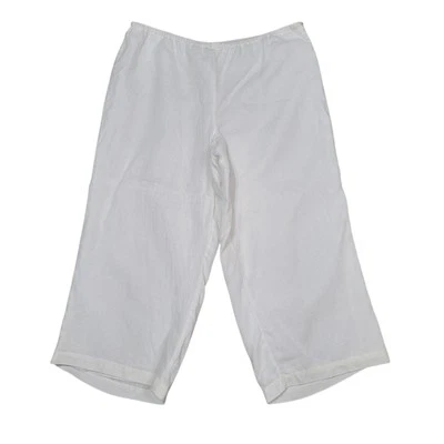 JM Collection White Linen Capri Pants Size 14 Fully Lined - Image 1 of 4