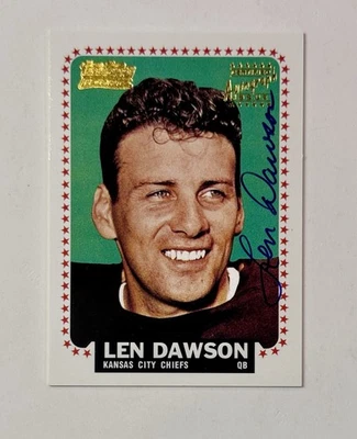 1997 Topps Stars #4 Len Dawson Rookie Reprints Authentic KC Chiefs HOF Autograph - Image 1 of 2