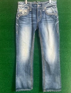 Herren Rock Revival "Pranit" Straight Jeans Ledereinsätze Größe 32 x 34 - Bild 1 von 4