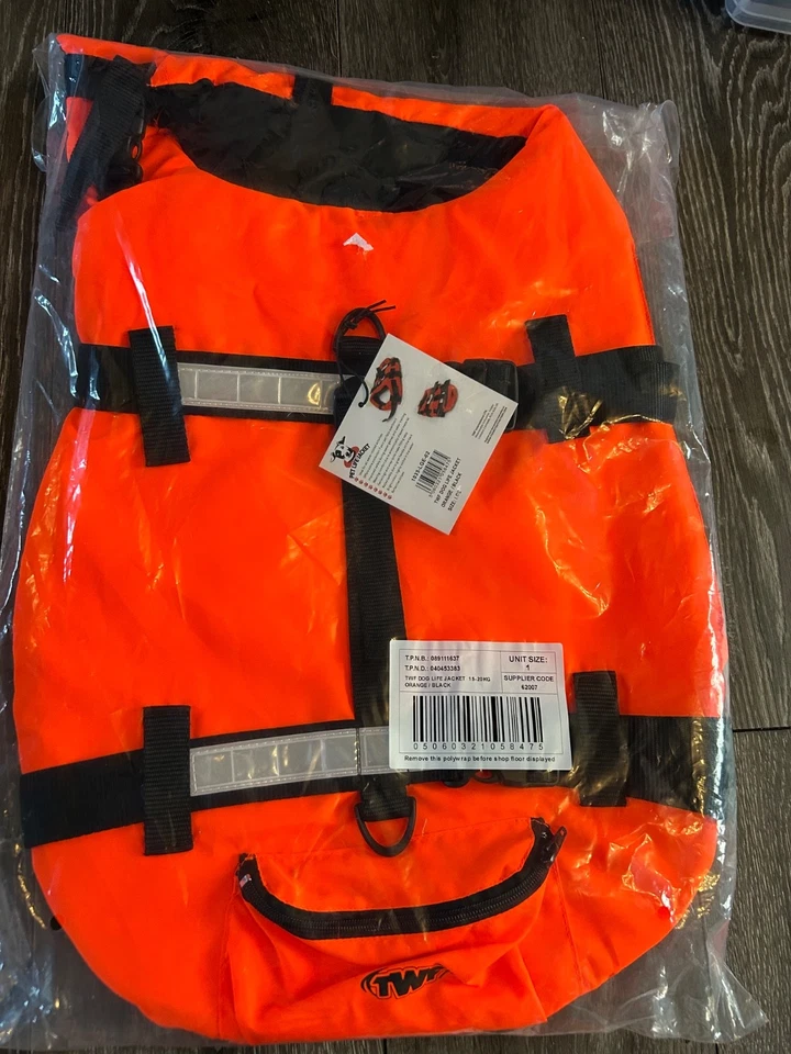 TWF LARGE 15-20kg Reflective Pet Dog Buoyancy Aid Adjustable Life Orange Jacket - Image 1 of 2