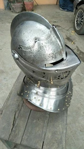 Medieval Knight Helmet Armor Brass Steel Medieval Helmet - Picture 1 of 5