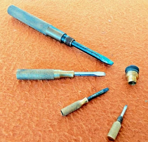 VINTAGE SAMMLERSTÜCK - MESSING VERSCHACHTEL SCHRAUBENDREHER SET - FLACHKOPF (INSGESAMT 4) - Bild 1 von 10