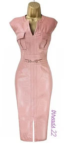 BNWT Karen Millen UK14 US10 Nappa Leather Snaffle Trim Midi Dress Petite £335 - Picture 1 of 13