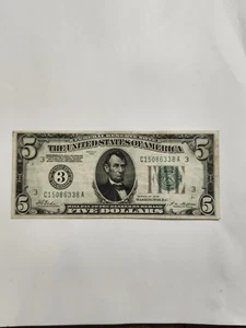 1928 A Five Dollars Federal Reserve Note $5 Bill REDEEMABLE IN GOLD "3"  NICE ! - Picture 1 of 7