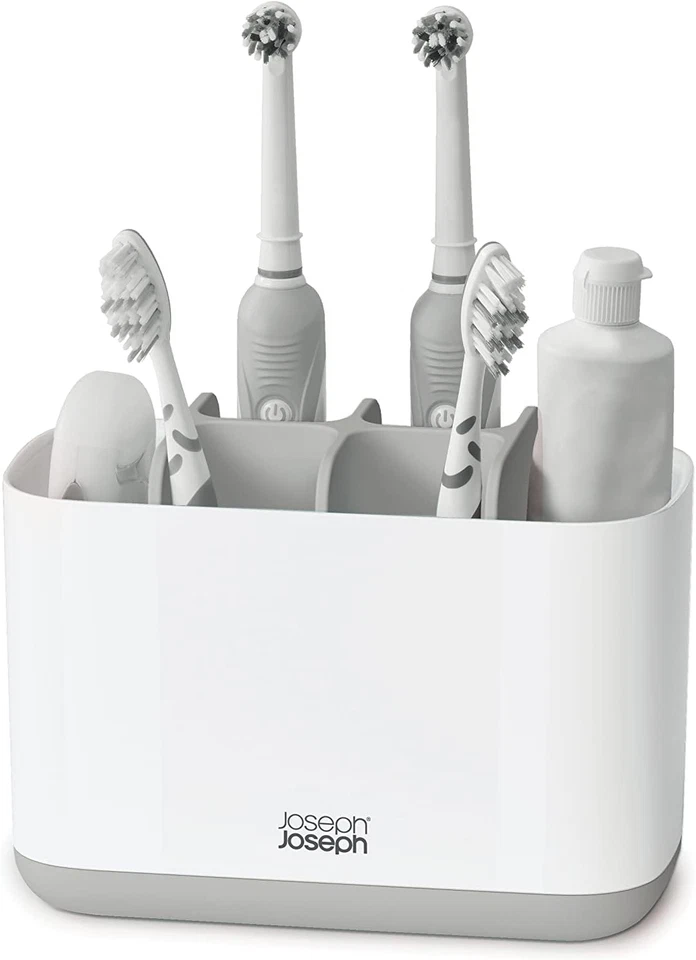 Joseph Joseph Easy- - Large Toothbrush Holder Caddy Bathroom Storage - Whi