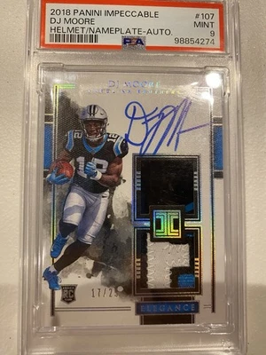 2018 Panini Impeccable-Elegance Rookie Helmet and Patch Autos DJ Moore #107 /25 - Image 1 of 2