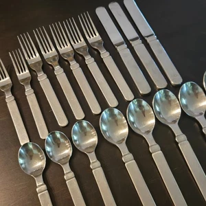 STANLEY ROBERTS Stainless Steel Flatware 19 Pieces Cottage Pattern~Modernist - Picture 1 of 7