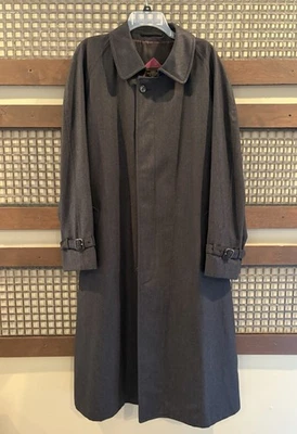 42R Vintage Hart Schaffner Marx Men's Charcoal Gray Wool Over Coat Trench Coat - Image 1 of 4