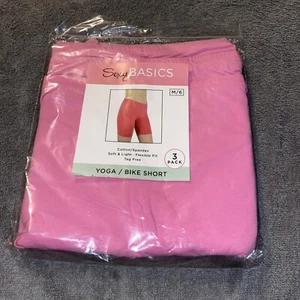 3-Pack: Women High Waisted Stretch Sport Fitness Gym Pant Biker Shorts Pink New - Picture 1 of 6