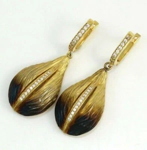 Nuevos Pendientes Colgantes de Hoja Art Nouveau Estilo Plata Esterlina Oro Amarillo Vermeil Estilo Art Nouveau - Imagen 1 de 3