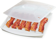 Microwave Bacon Rack with Lid Hot Dog Sausage Grill Pan Tray Cooker Cookware USA
