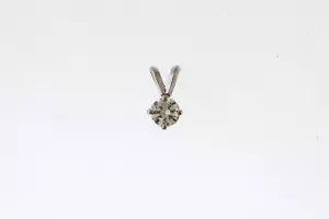14k White Gold 0.40ct Round Brilliant Cut Diamond (G, I1) Solitaire Drop Pendant - Picture 1 of 14