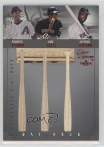 2004 Fleer Classic Clippings Bat Rack Triple Red /50 Roberto Alomar Jose Reyes