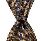ROBERT TALBOTT Best of Class Men's Silk Necktie Designer Geometric Gold/Gray EUC