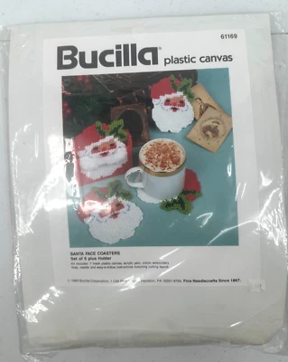 Bucilla Plastic Canvas Santa Face Coasters Set Of 6 Plus Holder Kit - Image 1 of 4