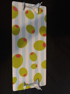 Mariposa Melamine Serving Tray Cocktail Graphics Metal Martini Glasses 20" - Picture 1 of 5