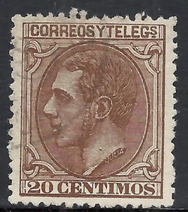 SPAIN SCOTT 245 USED VF - 1879 20c RED BROWN KING ALFONSO XII ISSUE CV $15.00 - Picture 1 of 2