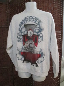 Vintage 90s Train Sweatshirt Steam Engine Double Sided Vintage 90s XL Locomotive - Bild 1 von 4