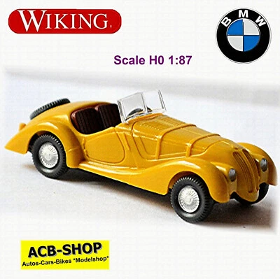 BMW 328 Roadster Sportwagen 1937-39 Senfgelb Giallo 1:87 Wiking 828 02 - Immagine 1 di 2