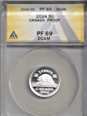 2024 Canadian Silver Proof KCIII Certified ANACS PF69 Five Cent Coin! - Image 1 of 2