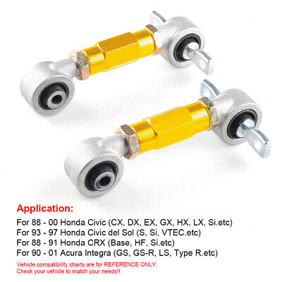Car Adjustable Rear Suspension Control Camber Arm For 92-00 Honda Civic Gold • 41.30€