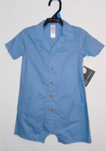Modern Moments By Gerber One Piece Boys Romper Blue NWT Lightweight 100% Cotton - Picture 1 of 2