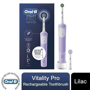 Oral-B Vitality Pro Electric Rechargeable Toothbrush with 2 Brush Heads, Lilac
