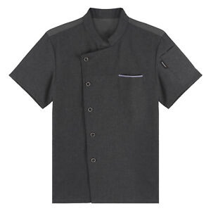Unisex Women Men Chef Coat Kitchen Restaurant Work Uniform Short Sleeve Jacket﻿