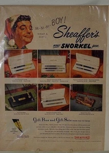 SHEAFFER 1953 SNORKEL PEN LIFE MAGAZINE ADVERTISEMENT M-M-M-BOY! WHAT A GIFT! - Picture 1 of 3