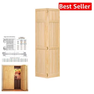 Solid Pine Bi-Fold Closet Door 80x24 - Traditional Style with Hardware Included - Picture 1 of 4