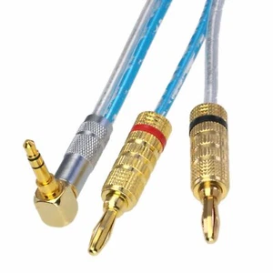 3.5mm 1/8" TRS 90° to Deluxe 4mm bananas Audio computer amplifier cable 1~16FT - Picture 1 of 6