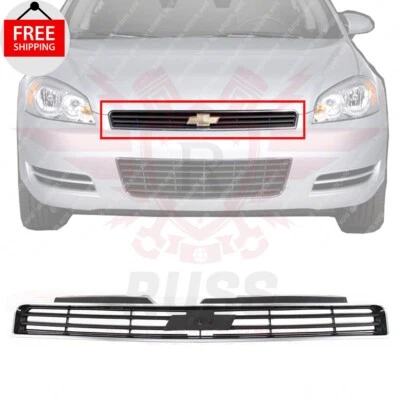 New Front Grille Chrome Shell with Dark Gray Fits 2006-2011 Chevrolet Impala - Image 1 of 4