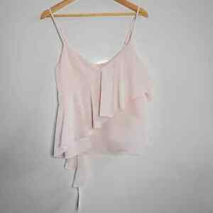 Saks fifth avenue pink ruffle front tank top Large