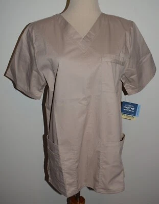 New Cherokee Premium Workwear Scrub Top Core Stretch XS Unisex Fit Khaki - Image 1 of 2